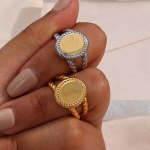 NEW Unique Gold or Silver Retro Oval Ring